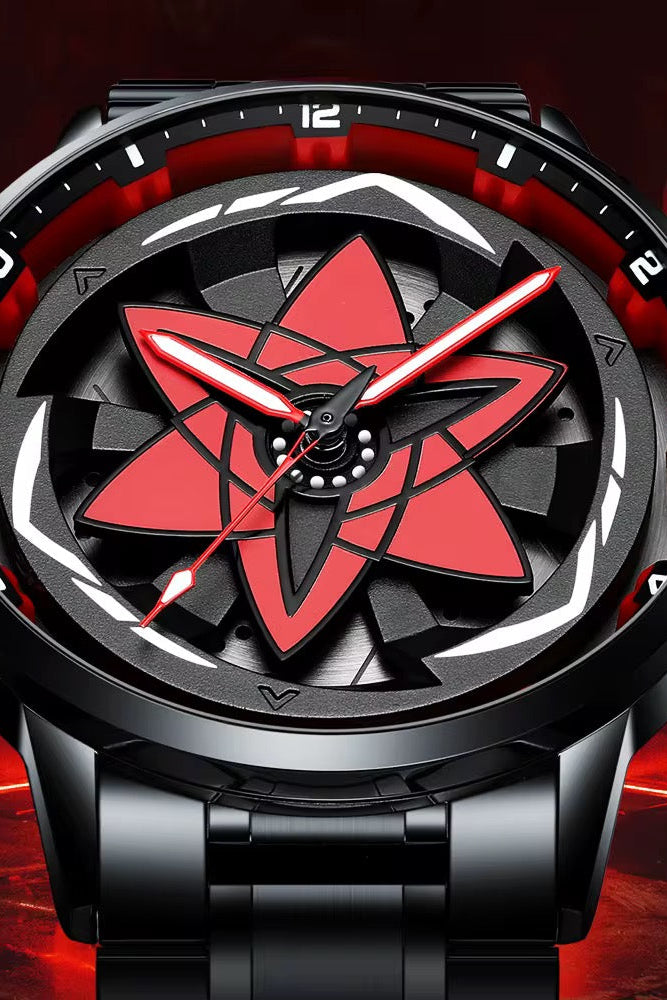 Kagea Avenger Eye Watch close-up of red and black rotating dial design